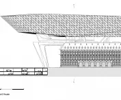 Stara strażnica to zabytkowa baza projektu, zintegrowana z nowoczesną architekturą – rysunek elewacji 