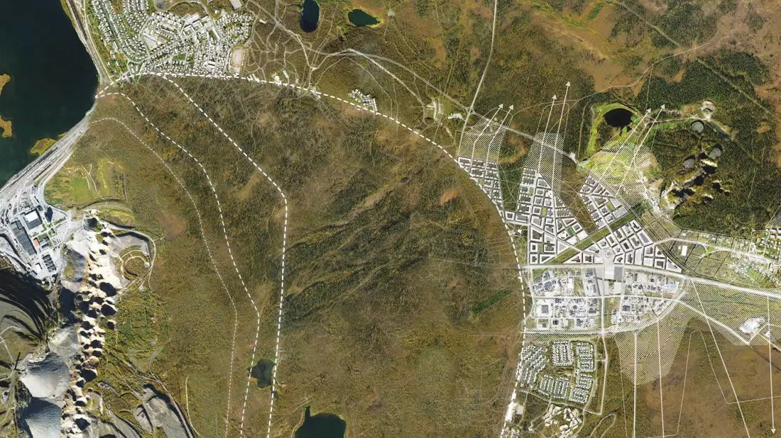Kiruna, relokacja miasta wg
masterplanu White Arkitekter