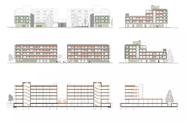 sections, elevations