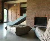 Built-in fireplace in the living room