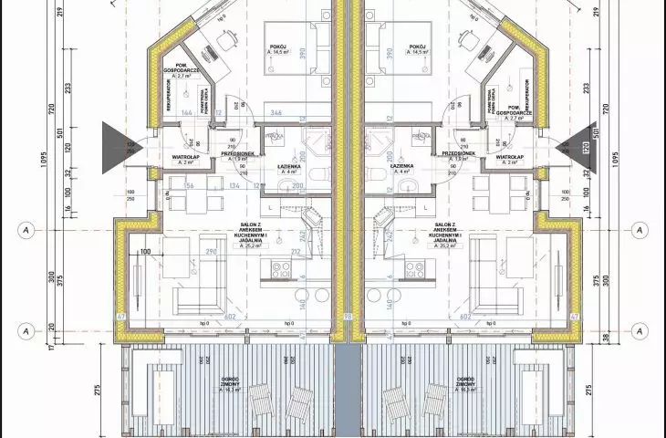 semi-detached house of small size - projection