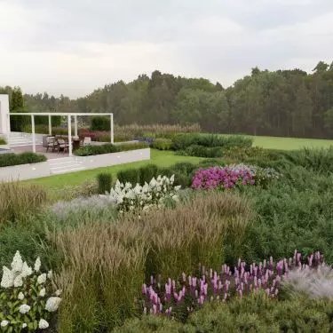 The garden was planned in layers, using natural slopes