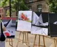 works awarded and honored in the competition for a poster illustrating the vision of the entrance to the metro station 