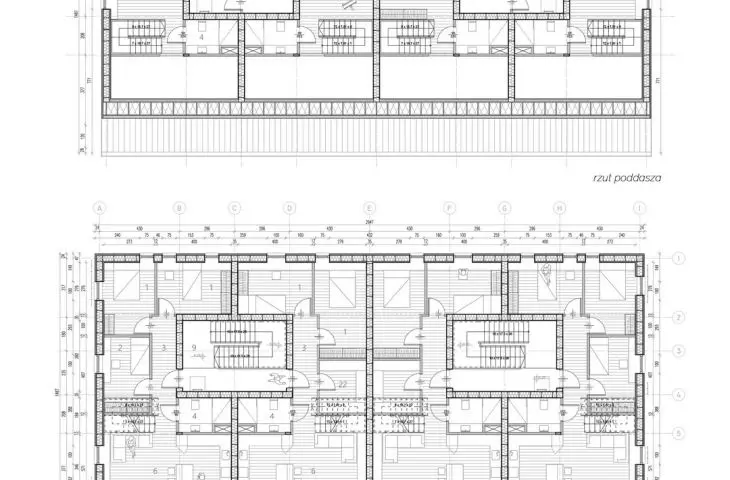 attic, second and third floor plan