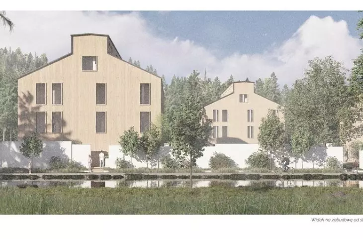 visualization - view of the development from the side of the retention channel