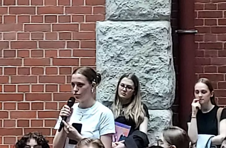 student of Gdansk University of Technology during the discussion