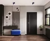Intarsia 80 door in a rebate-free version. The smooth, matte surface combined with subtle intarsia brings a sophisticated but subdued touch to the interior. 