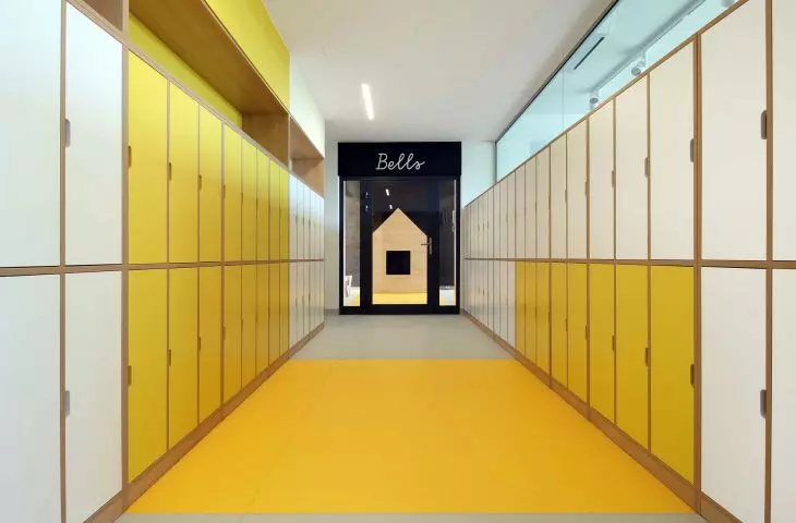 Corridor filled with children's lockers