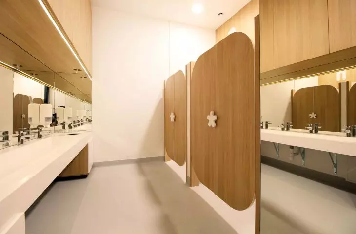 Doors and sinks tailored to the needs of children