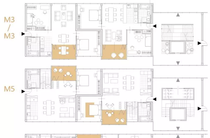 functional layout of the apartments