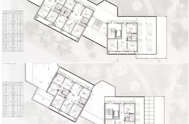 projection of a part of the third and fourth floor