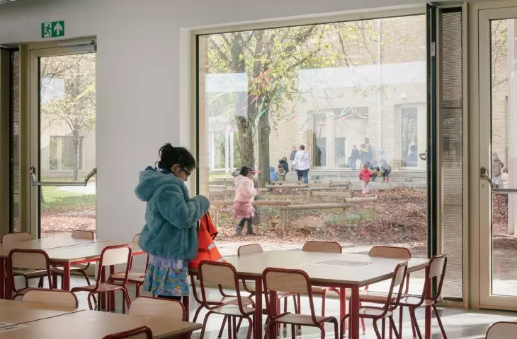 large windows of preschool classrooms