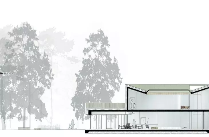 Center for Cultural Initiatives in Komorovo - cross section 