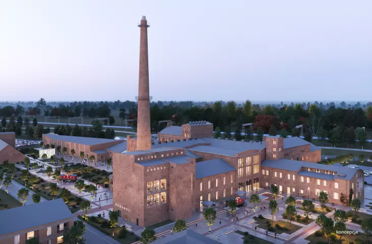 The historic chimney will be the centerpiece of the project