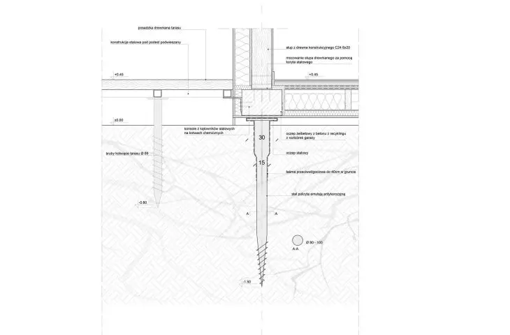 detal posadowienia budynku na mikropalach