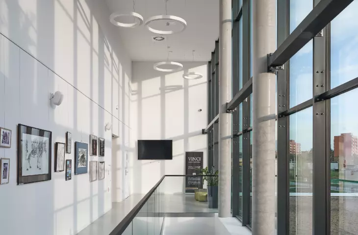 large glazings illuminate the interiors