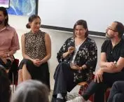 na zdjęciu twórcy wystawy, od lewej: Maciej Siuda, Katarzyna Przezwańska, Aleksandra Kędziorek i Krzysztof Maniak