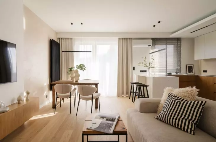 80-square-meter apartment for a couple in Warsaw's Siekierki district