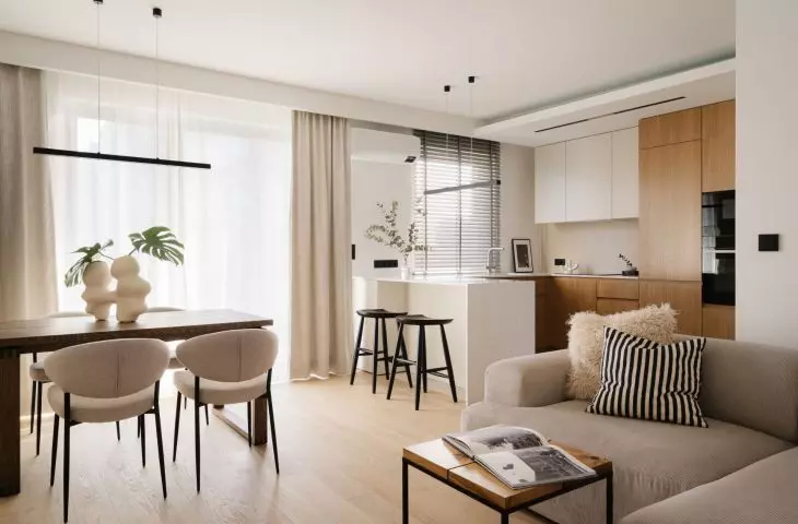 80-square-meter apartment for a couple in Warsaw's Siekierki district