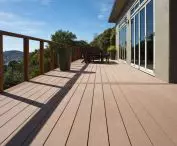 Terrace made of composite boards on aluminum joists