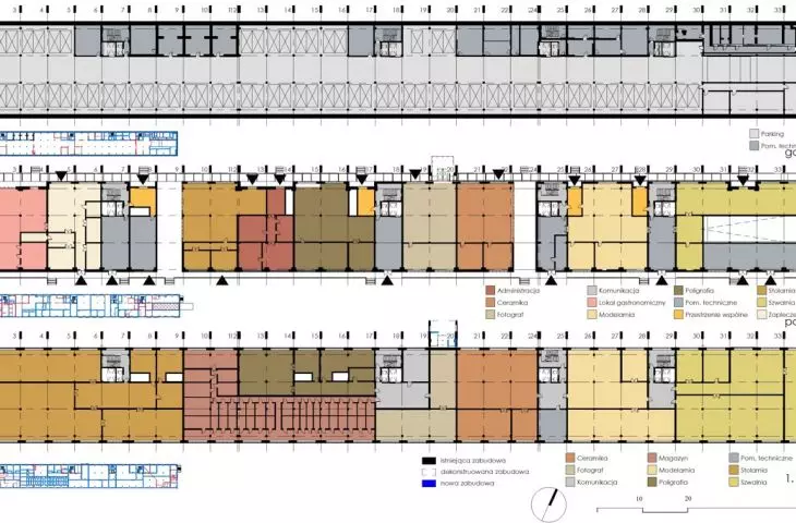 projection of the garage, first floor and 1st floor