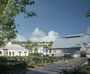 w budynku po lewej powstać ma muzeum, a po prawej — przestrzeń konferencyjna