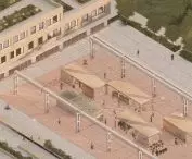 axonometry of the project to transform the site into a local marketplace