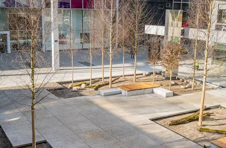 The square in front of the Warsaw Architecture Pavilion ZODIAK