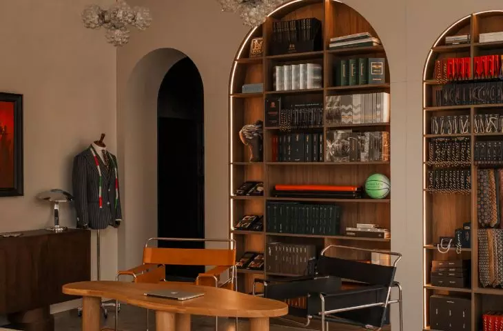The main meeting room is a cozy space decorated in warm tones