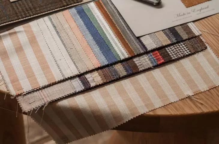 samples of materials in the sewing studio