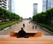 work and rest platforms in La Défense, Paris, France