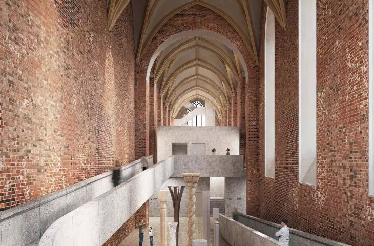 view from the chancel ramp into the exhibition space