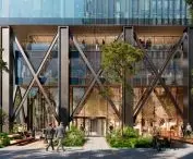 visualization; the ground floor of the glass skyscrapers is decorated and visually opened up by distinctive 