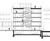 przekrój poprzeczny przez atrium w części centralnej