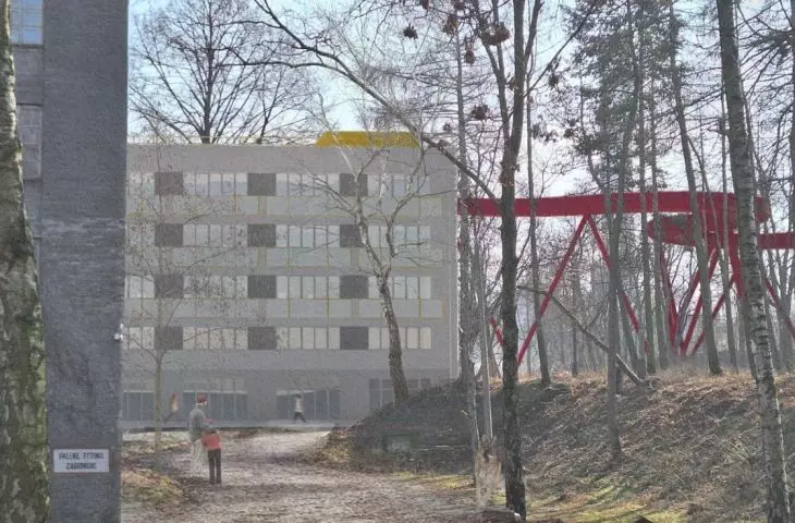 widok na budynek nr 4 od strony parku