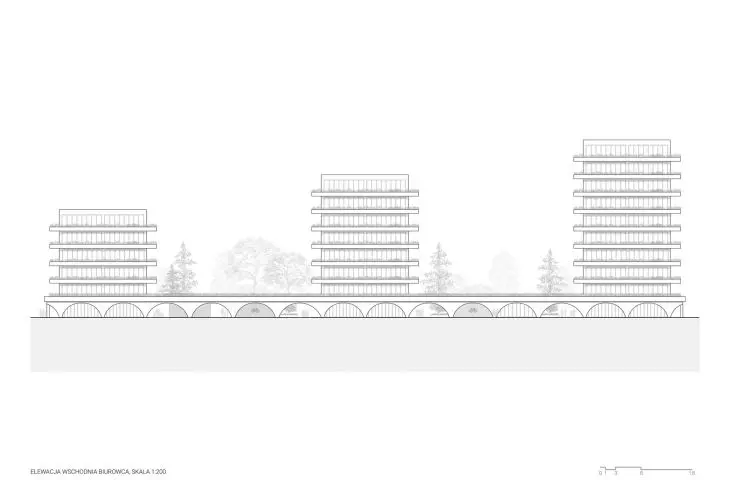 east elevation of the office building