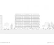 north elevation of the office building