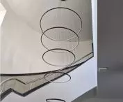 Orbit No.5 LED lamp with five rims - ideal for high halls and staircases, from LEDesign