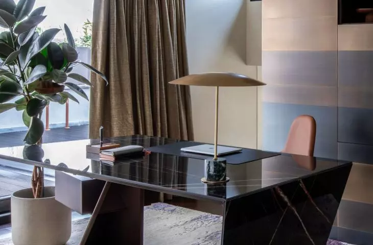 All furniture, light fixtures, fabrics and carpets were designed in Isabela Gómez's studio and made by European artisans