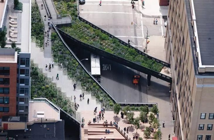 High Line w Nowym Yorku to park miejski powstały na nieczynnej estakadzie kolejowej biegnącej przez zachodni Manhattan