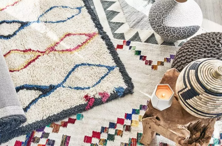 Mexican-inspired, colorful carpets