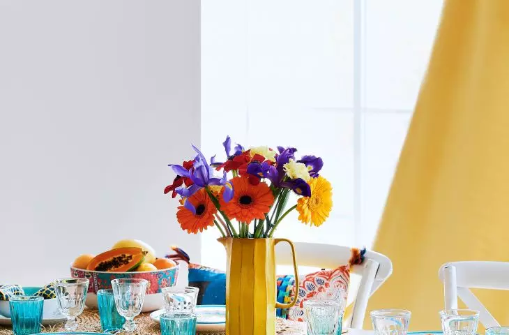 Mexican-inspired, colorful dining room