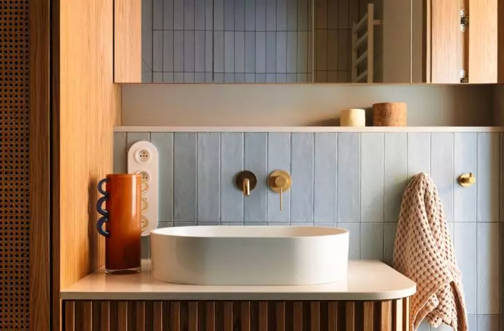 The apartment has two, but completely different style bathrooms