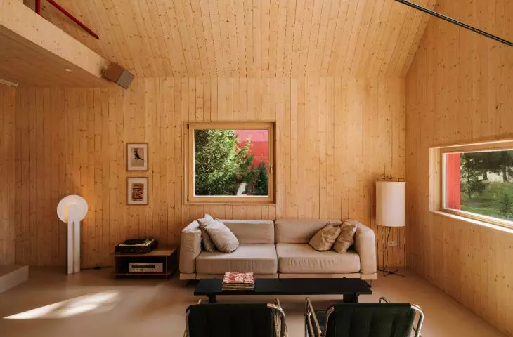 pine interior of the rest house