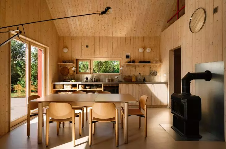 view of the kitchen and dining room
