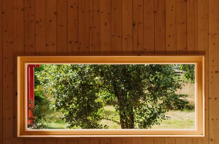 windows frame views of the surrounding landscape
