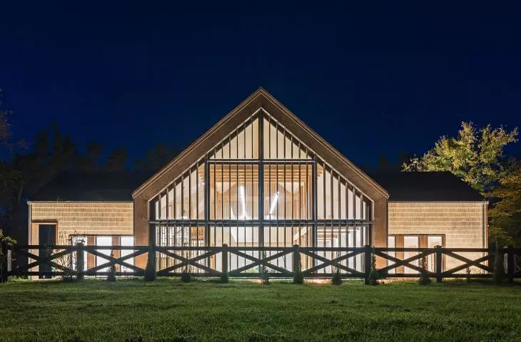 Wood Promotion Center in the evening