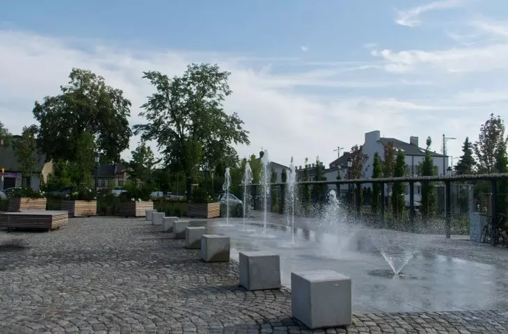 What does the Old Market in Pabianice look like one year after the revitalization is completed?