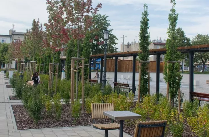 What does the Old Market in Pabianice look like one year after the revitalization is completed?
