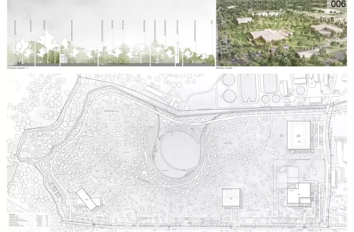 Urban planning concept and cross-section of the study area